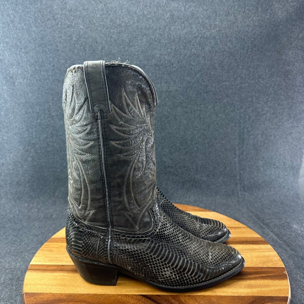 Vtg Durango Snakeskin Western Cowboy Boots Mens 9EE DB487 Black Gray Made in USA